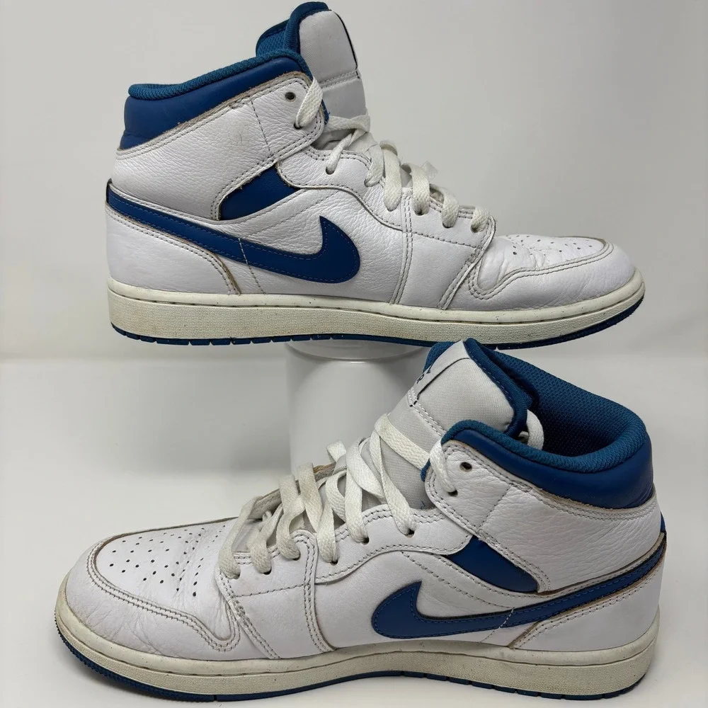 Nike Air Jordan 1 Mid Size‎ 9 Men White Industrial Blue FN5215-141 Sneaker